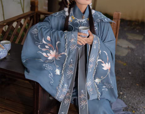 转卖清梳原创西府幽兰明制汉服立领长袄刺绣云...