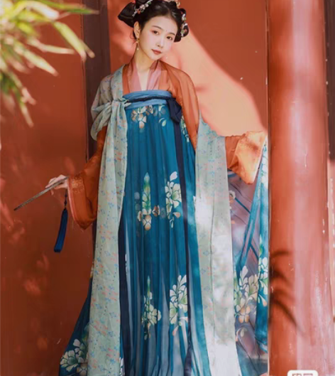 包邮撷芳集唐风齐胸印花破裙汉服 图片色是破...