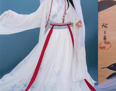 转卖清梳如意魏晋风交领齐腰四件套M码，仅试...