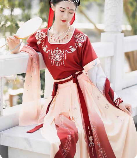 珍缕千禧寻汉服女春秋唐制坦领敦煌飞天中国风...