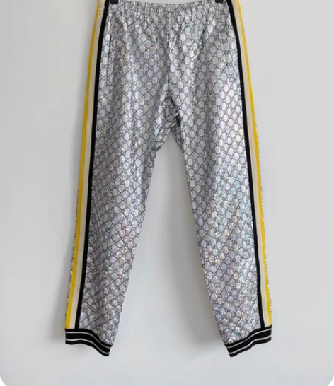 Gucci男士银色镭射双G?Logo印花运...