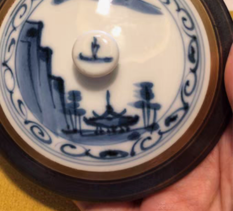 包邮铁釉描金内外青花手绘盖杯 适合追求品质...