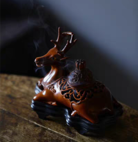 包邮黄杨木仿古【路路亨通】香炉 鹿是正义、...