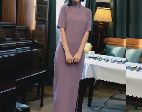 转卖茉茉旗袍 春夏四分连袖无省全开襟长款复...