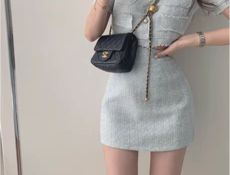 转卖小香风洋气包臀裙短裙套装女小个子气质减...