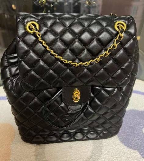 包邮2022新款香港IT小香风羊皮菱格链条...