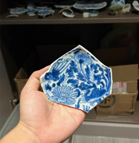 包邮康熙凤求凰标本 发色好 开门老瓷片 品...