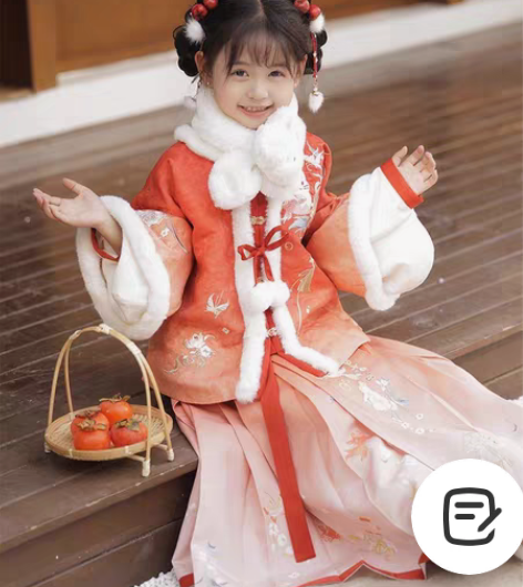 包邮[锦鲤喵喵]儿童国风加厚汉服女童冬季过...