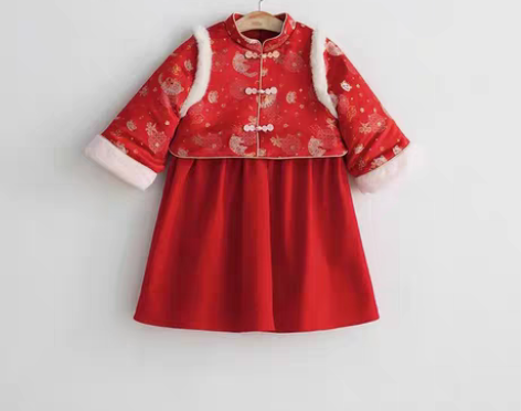 包邮萌乎汉服拜年服全新带吊牌 两色 90、...