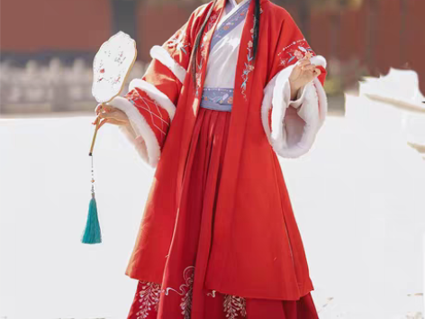 转卖慕雪橙橙 原创汉服女秋冬汉元素毛呢大衣...