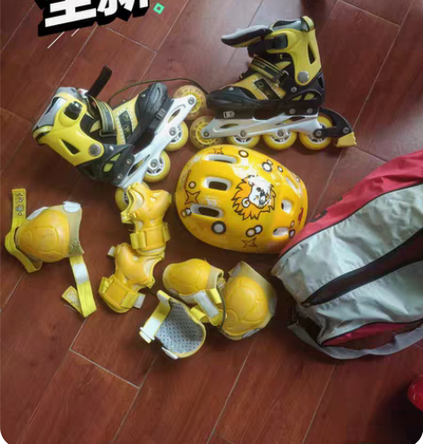 包邮cougar 黄色全套旱冰鞋，几乎没在...