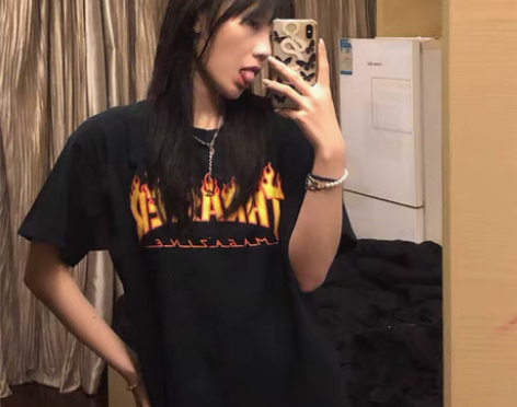 Thrasher美版正品滑板火焰短袖男王一...