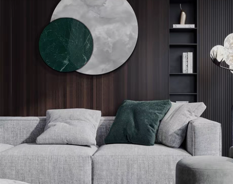 转卖晶瓷画现代简约创意装饰画圆形仿大理石纹...