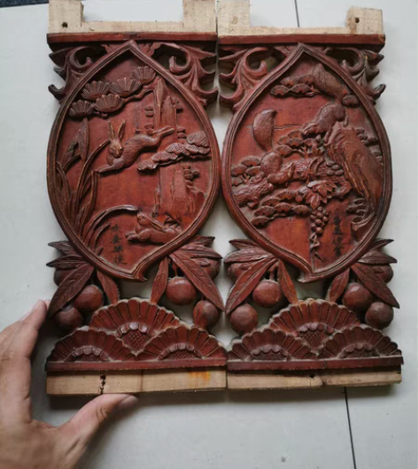 包邮两片木雕280包邮，雕工挺好 感兴趣的...
