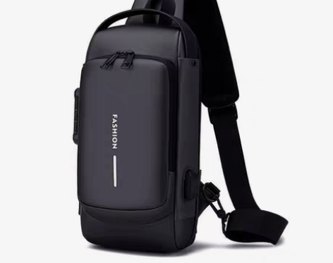 包邮男包胸包密码锁防盗男士斜挎包休闲运动机...