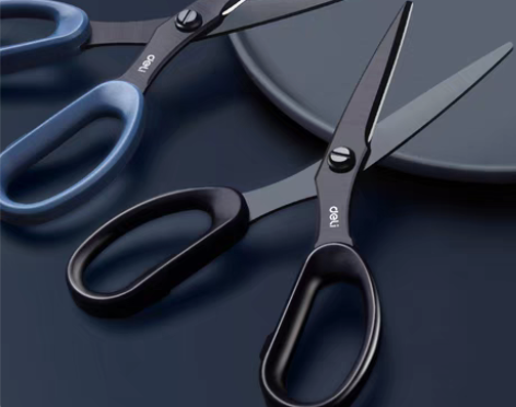 得力剪刀黑刃手工家用办公厨房剪纸安全剪裁快...