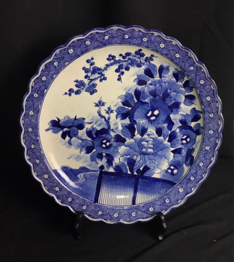 青花大盘，纯手绘，随手礼，日式装修首选，尺...