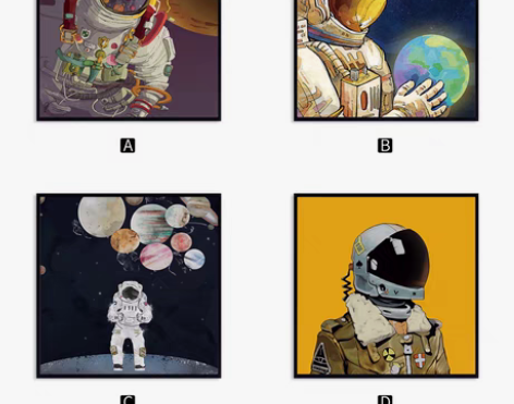 包邮北欧太空人卡通装饰画宇航员客厅书房壁画...