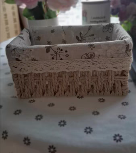 【年底工厂清货】藤编收纳筐化妆品零食桌面收...