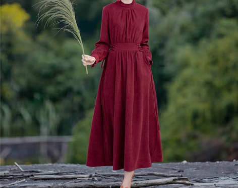 转卖莹如衣语民族风连衣裙春秋文艺复古女装显...