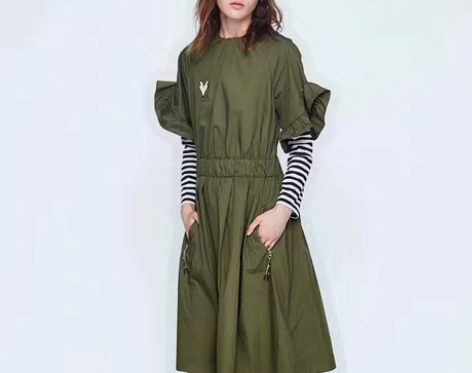 DAZZLE地素 秋装新款春夏军旅风圆领收...