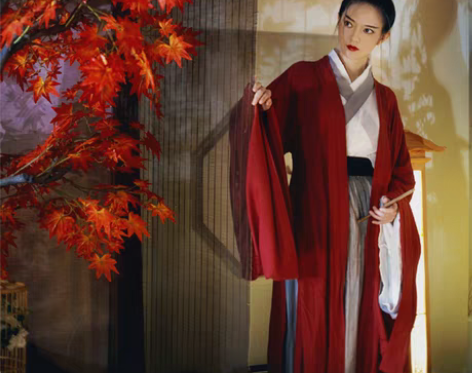 转卖侠客汉服女古风红颜传统魏晋风红色齐腰襦...