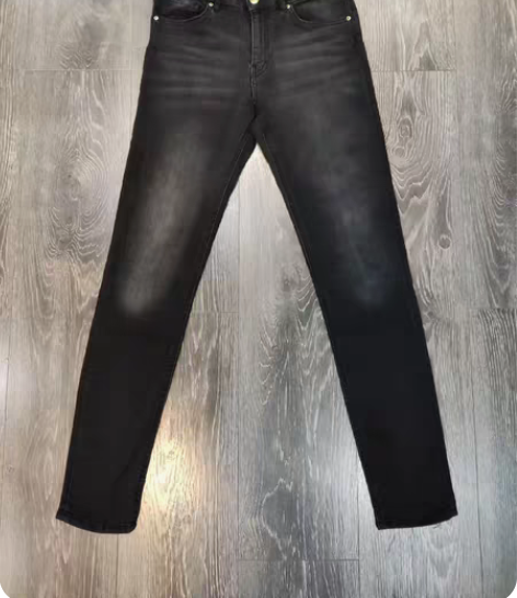 包邮包邮！九九新HM黑色磨白修身牛仔铅笔裤...