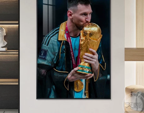 装饰画 装饰画挂画梅西阿根廷世界杯夺冠大合...