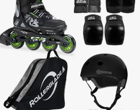 专柜正品 RB儿童溜冰鞋全套装调节轮滑鞋男...