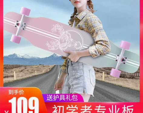 弘鹰专业滑板长板初学者成人青少年刷街韩国男...