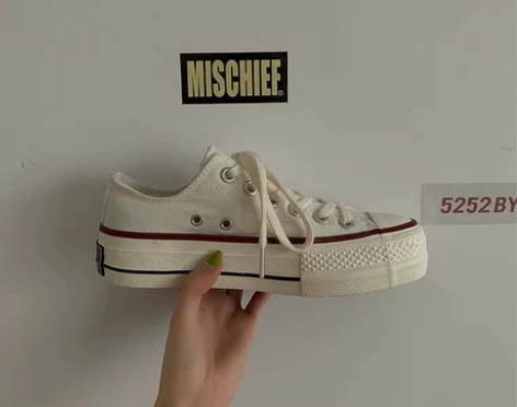 【全新包邮】爆款2022新款厚底帆布鞋女低...