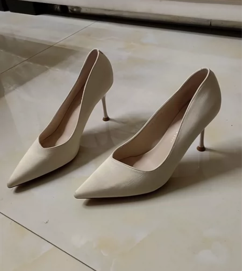 高跟鞋细跟，白色高跟鞋，高跟鞋7.5厘米，...