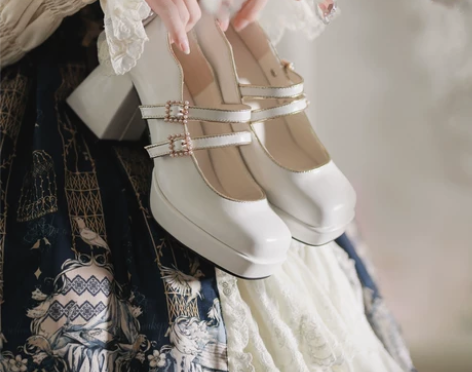 西柚lolita鞋子原创lo薇尔莉特漆皮方...