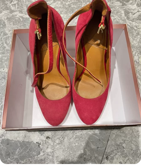 8新 what for红色高跟鞋带防水台跟...