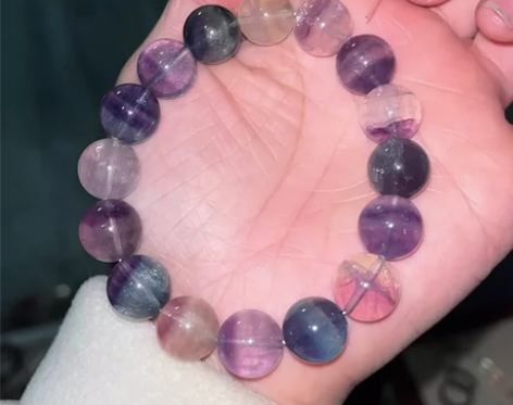 天然莫兰迪糖果色半盆西瓜萤石单圈手串，尺寸...