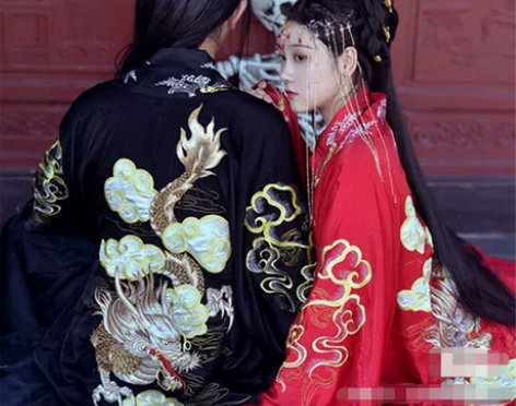 自贡汉服出租 唐衣纺龙吟红色晋制全套l码 ...