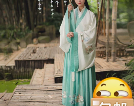 汉服 空谷记 蜉蝣交领齐腰裙，S码，交领上...