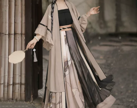 汉服原创设计中国风复古日常汉服女齐腰襦裙外褙