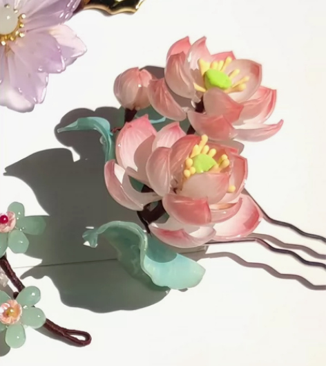 缠花热缩荷花发梳山茶花玫瑰花苞，标价就是出...