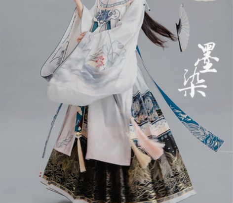 七月夕 走秀款 墨染 明制立领长衫仿妆花马...