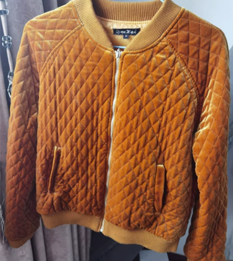 金丝绒立领棒球棉服外套，9新，这个颜色说不...