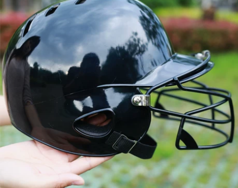 专业棒球头盔打击垒球捕手头盔护具双耳面具防...