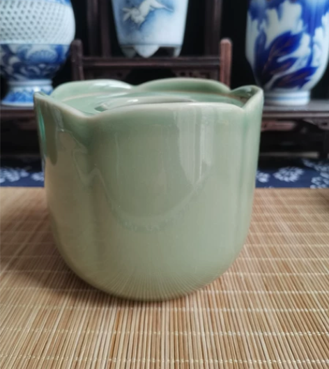 日本回流橘吉平安橘吉青瓷花入花瓶花器水洗笔...