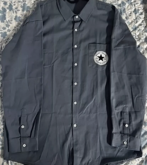 秋季新款纯棉衬衫男士休闲宽松大码潮流运动印...