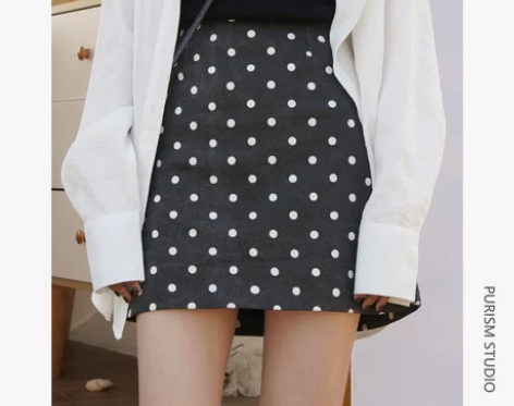 波点半身裙女2019新款春夏裙子高腰A字裙...