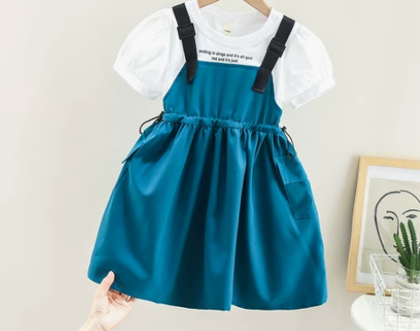 拉夏贝尔童装女童夏季洋气短袖连衣裙儿童韩版...