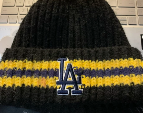 MLB 贴标条纹针织 绒线帽 男女同款 黑...