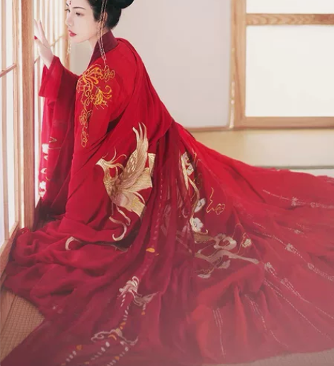 【凤求凰原创花嫁汉服】女红色齐腰襦裙重工刺...