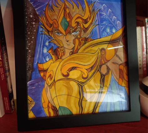 马克笔手绘画,圣斗士星矢之狮子座黄金圣斗士...
