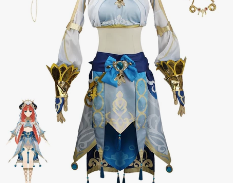全新 原神妮露cos服全套蓝色服装女西域舞...